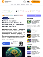 Latam Insights: Stablecoins Grow In Venezuela, El Salvador Moves Bitcoin – Crypto News Bitcoin News