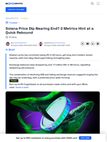 Solana Price Dip May End Soon: 2 Metrics Hint Rebound