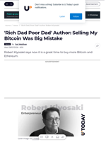 'Rich Dad Poor Dad' Author: Selling My Bitcoin Was Big Mistake - U.Today