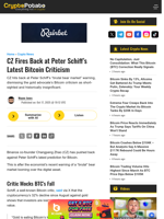 CZ Fires Back at Peter Schiff’s Latest Bitcoin Criticism