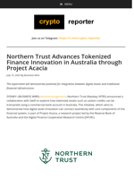 Northern Trust Advances Tokenized Finance Innovation in Australia through Project Acacia