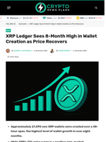 XRP Ledger Sees 8-Month High in Wallet Creation as Price Recovers - Crypto News Flash