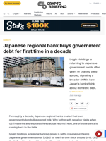 Japanese regional bank buys government debt for first time in a decade