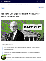 Fed Rate Cut Expected Next Week After Kevin Hassett’s Alert
