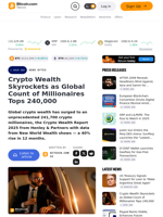 Crypto Wealth Skyrockets as Global Count of Millionaires Tops 240,000 – News Bytes Bitcoin News