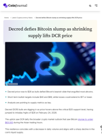 Decred defies Bitcoin slump as shrinking supply lifts DCR price - CoinJournal
