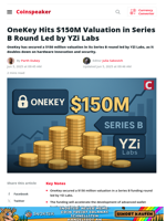OneKey Hits $150M Valuation in Series B Round Led by YZi Labs - Coinspeaker