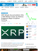 XRP Whale Accumulation Hits +300 Million Coins as History Suggests Major Eruption Coming ⋆ ZyCrypto