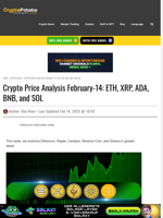 Crypto Price Analysis February-14: ETH, XRP, ADA, BNB, and SOL
