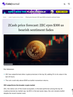 ZCash price forecast: ZEC eyes $300 as bearish sentiment fades