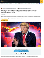 World Liberty Faces Backlash Over Token Unlock Plan