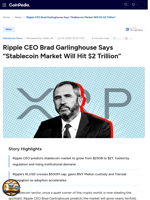 Ripple CEO Brad Garlinghouse Says “Stablecoin Market Will Hit $2 Trillion”