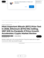 Most Important Bitcoin (BTC) Price Test in 2026, Ethereum (ETH) Hits Ceiling, XRP Will Go Parabolic If Price Growth Accelerates: Crypto Market Review - U.Today