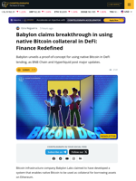 Babylon Enables Native Bitcoin Collateral in DeFi: Finance Redefined