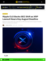 Ripple CLO Backs SEC Shift as XRP Lawsuit Nears Key August Deadline - CoinCentral