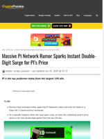 Massive Pi Network Rumor Sparks Instant Double-Digit Surge for PI's Price