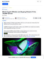 Top Coins Whales Are Buying Before Trump’s Crypto Dinner