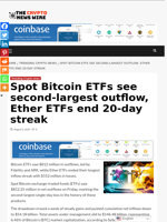 Spot Bitcoin ETFs see second-largest outflow, Ether ETFs end 20-day streak - The Crypto News Wire