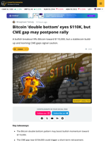 BTC Rebound Targets $110K But CME Gap Clouds Outlook