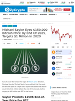 Michael Saylor Eyes $150,000 Bitcoin Price By End Of 2025, Targets $1 Million In 2029 ⋆ ZyCrypto