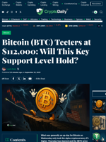 Bitcoin (BTC) Teeters at $112,000: Will This Key Support Level Hold? - Crypto Daily