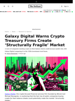 Galaxy Digital Warns Crypto Treasury Firms Create ‘Structurally Fragile’ Market - 