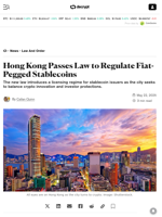 Hong Kong Passes Law to Regulate Fiat-Pegged Stablecoins - Decrypt