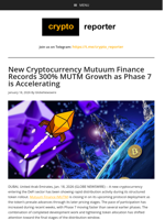 New Cryptocurrency Mutuum Finance Records 300% MUTM Growth as Phase 7 is Accelerating