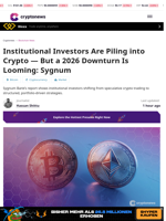 Institutional Investors Increase Crypto Despite 2026 Downturn Risk