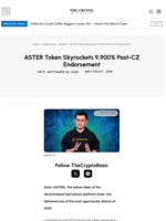 ASTER Token Skyrockets 9,900% Post-CZ Endorsement