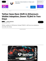 Tether Sees Rare Shift in Ethereum Wallet Adoption, Down 72,841 in Two Days - U.Today