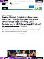 Crypto Market Prediction: Enormous Shiba Inu (SHIB) Divergence Printed, Ethereum (ETH) Scorching Local Resistance, Is XRP Downtrend Ending? - U.Today