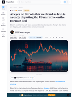 All eyes on Bitcoin this weekend as Iran is already disputing the US narrative on the Hormuz deal