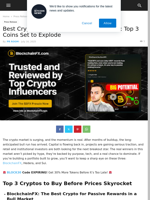 Best Cryptos to Buy for the 2025 Bull Run: Top 3 Coins Set to Explode | Live Bitcoin News