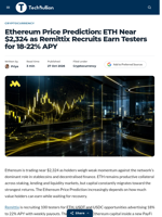 Ethereum Price Prediction: ETH Near $2,324 as Remittix Recruits Earn Testers for 18-22% APY