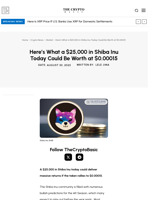 Here’s What a $25,000 in Shiba Inu Today Could Be Worth at $0.00015