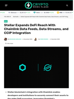 Stellar Expands DeFi Reach With Chainlink Data Feeds, Data
Streams, and CCIP Integration