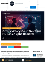 Crypto Victory: Court Overturns FIU Ban on Upbit Operator | Live Bitcoin News