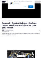 Dogecoin Creator Delivers Hilarious Crypto Verdict as Bitcoin Bulls Lose $363 Million - U.Today