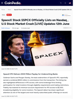 SpaceX Stock $SPCX Officially Lists on Nasdaq , U.S Stock
Market Crash [LIVE] Updates 12th June