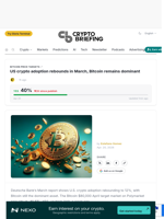 US crypto adoption rebounds in March, Bitcoin remains dominant