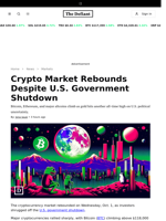 Crypto Market Rebounds Despite U.S. Government Shutdown - 