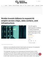 Nvidia invests billions to expand AI empire across chips, data centers, and infrastructure