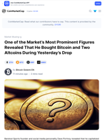 One of the Market’s Most Prominent Figures Revealed That He Bought Bitcoin and Two Altcoins During Yesterday’s Drop: Guest Post by Bitcoin Sistemi EN | CoinMarketCap