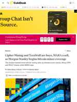 Morgan Stanley backs Cipher (CIFR) and TeraWulf (WULF), but is cool on Marathon (MARA)