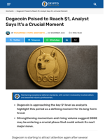 Dogecoin Poised to Reach $1, Analyst Says It's a Crucial Moment - Crypto News Flash