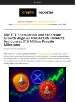 XRP ETF Speculation and Ethereum Growth Align as MAGACOIN FINANCE Announces $16 Million Presale Milestone
