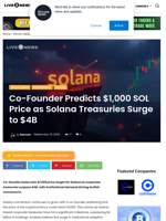 Co-Founder Predicts $1,000 SOL Price
