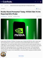 Nvidia Stock Premarket Today: NVDA Falls 1% On Reported DOJ Probe