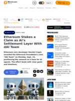 Ethereum Stakes a Claim as AI’s Settlement Layer With dAI Team – Crypto News Bitcoin News